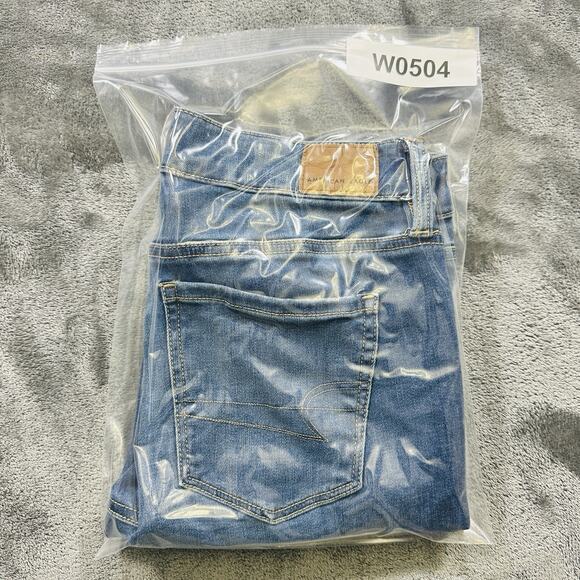 American Eagle Jegging Jeans Womens Sz.4 Short Blue Stretch‎ Mid-Rise Raw Hem - Picture 13 of 13
